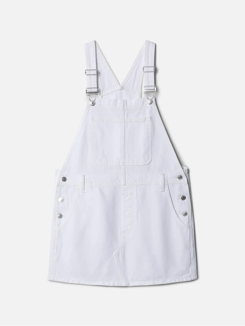 Re/Done White Denim Mini Overall Dress